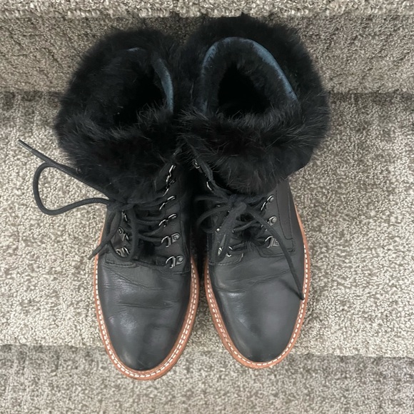Leather and fur lace up booties - Picture 8 of 10